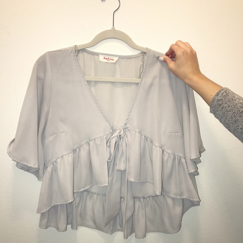 Peach Love Gray Sheer Top